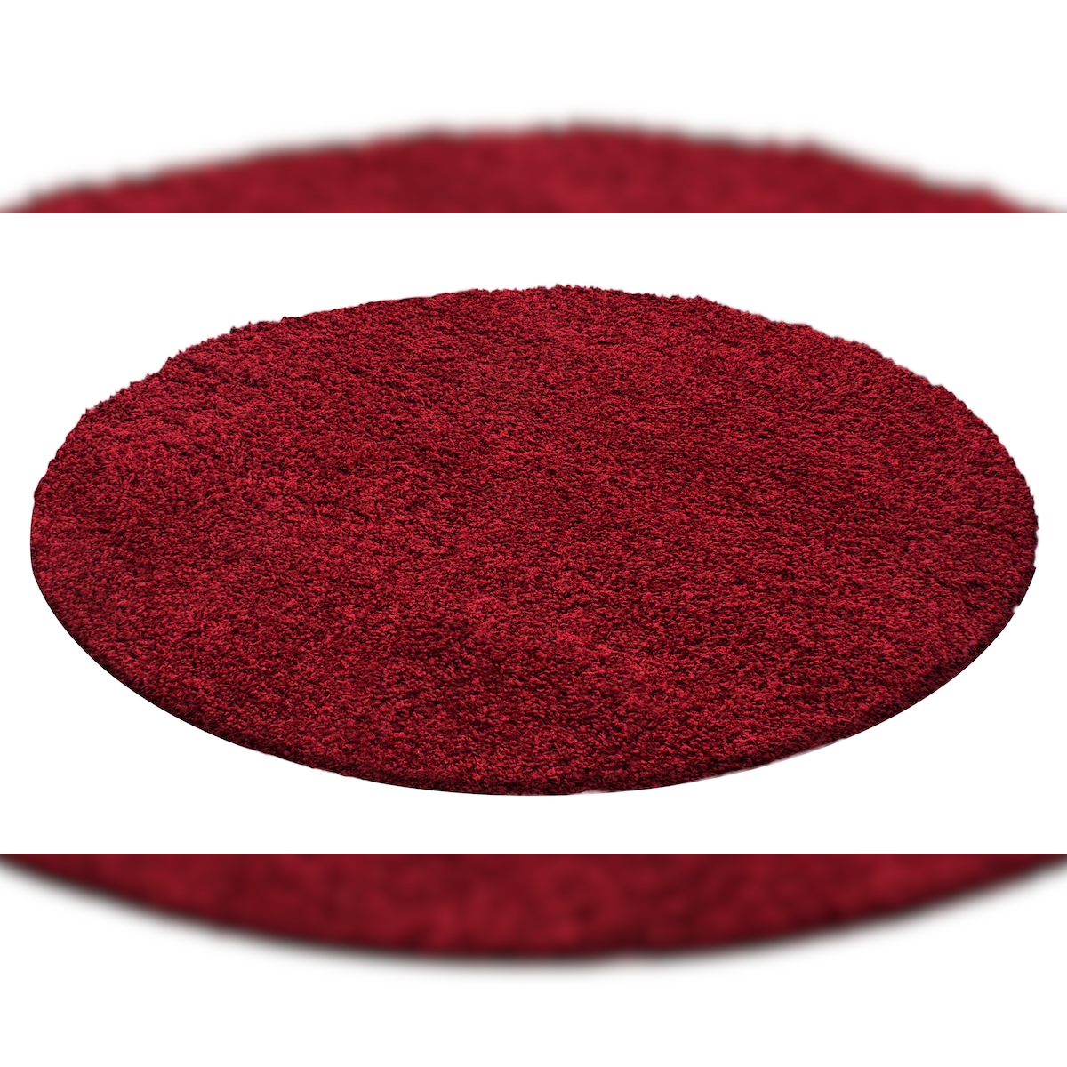 Teppich Hochflor Unifarben Polypropylen Wohnzimmer Shaggy Rot Rund 120x120 | Kadima Design Image