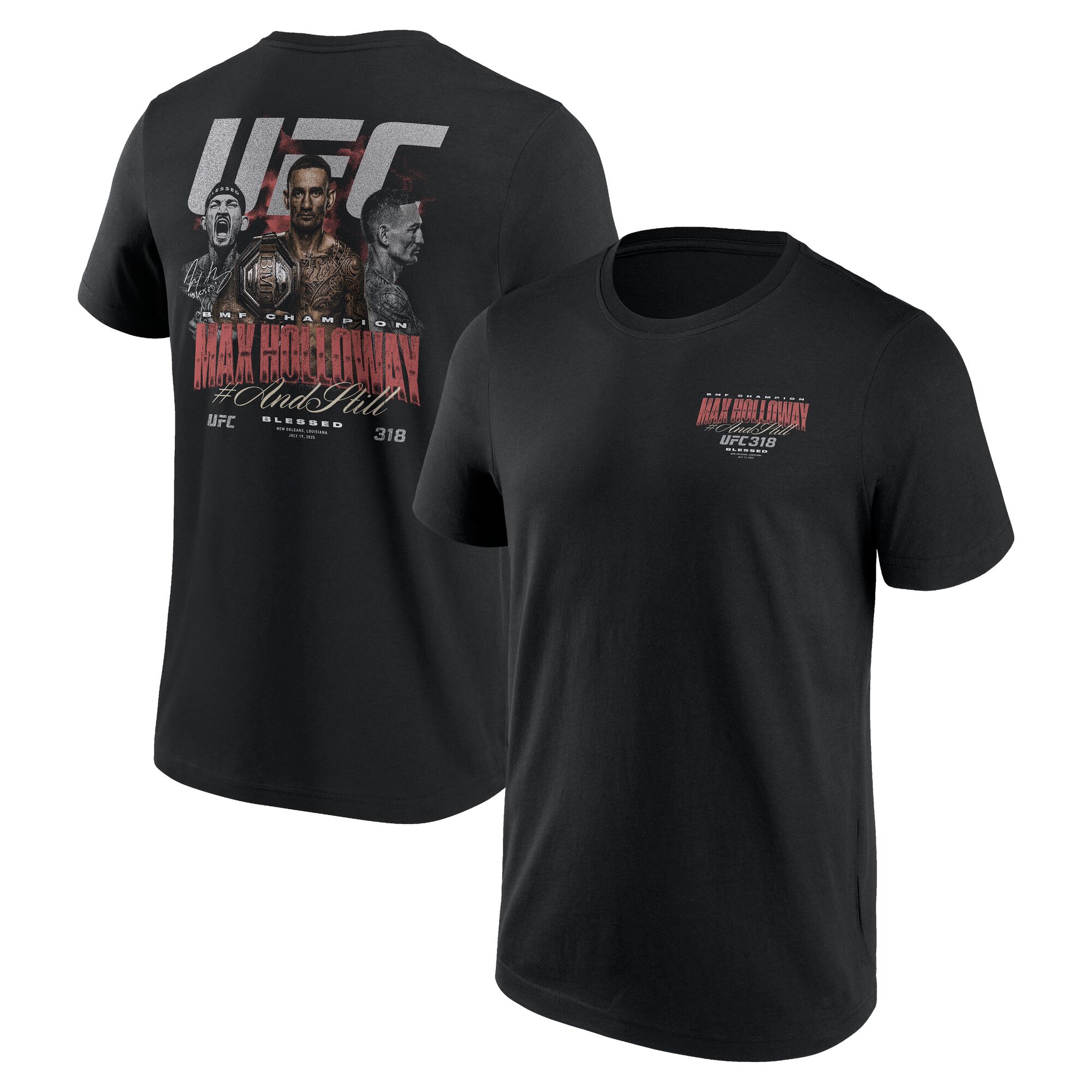 "UFC Max Holloway 318 BMF Champion T-Shirt – Schwarz – Herren" Image