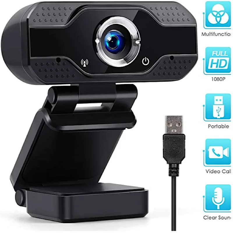 Webcam USB 1080p Webcam 4K avec Microphone caméra PC 60fps HD caméra complète Webcam pour ordinateur PC vidéoconférence en temps réel