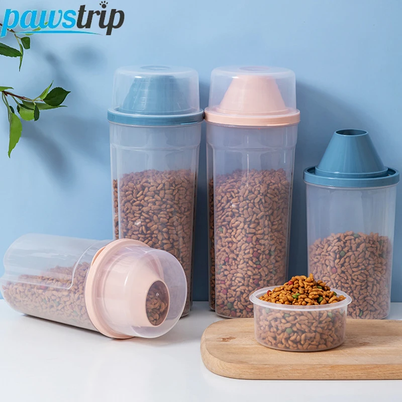 Conteneur de stockage des aliments pour chiens de 1000ml/1500ml, pot scellé Transparent pour aliments pour animaux de compagnie avec échelle, distributeur de stockage des aliments pour animaux de