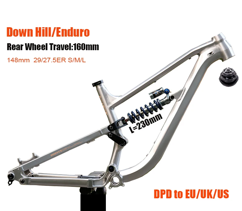 Aluminiumlegierung MTB-Rahmen, Fahrrad Enduro, Vollgefedert Boost, 148x12mm, 29/27,5 Zoll, 4 Links MTB Soft Tail, DH, CY7, Downhill Image