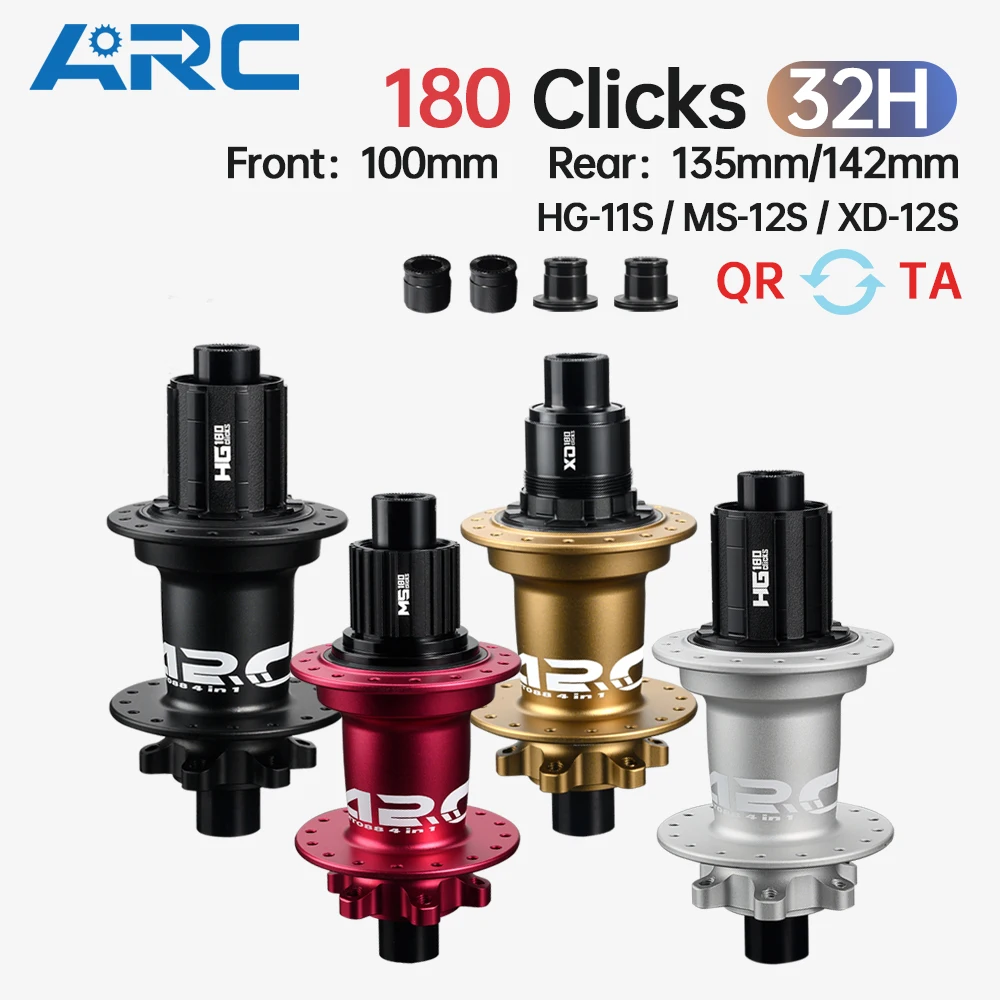ARC 32 Löcher 6 Sperrklinken 180 Klicks MTB Nabe 135/142/148/141 mm Fahrradnabe Aluminiumlegierung Scheibenbremse Hinterradnabe 8 9 10 11 12 Geschwindigkeit Image