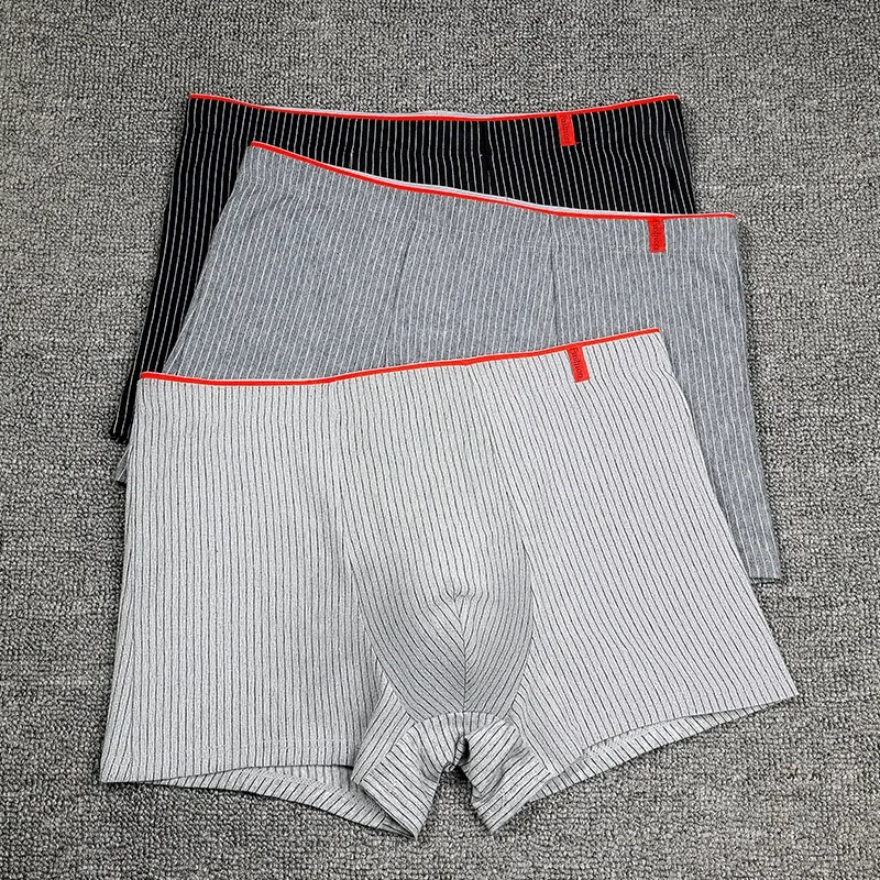 3 StückHerrenunterwäsche, Boxershorts aus reiner Baumwolle, mittlere Taille, große Sportbekleidung für junge Männer, antibakterielle viereckige Hose Image