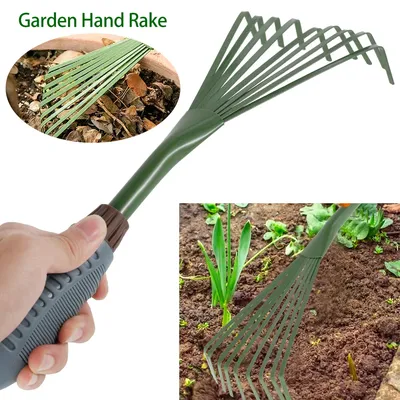 9 Teeth Garden Leaf Rake Hay Deciduous Farming Rake Garden Tool Home Garden Ripper Tool Excrement Rake Gardening Tools