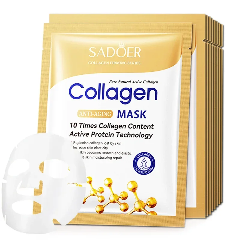 10pcs maschera viso al collagene antirughe idratante Anti-età riparazione schiarente per la cura della pelle maschera in fogli per il viso maschere per il viso cura della pelle