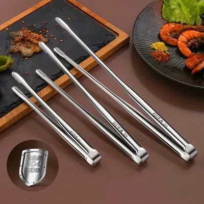 Grill Tongs Bbq Grill Tongs Stainless Steel Long Mini Kitchen Meat Food Charcoal Cooking Korean Camping Barbecue Accessories New