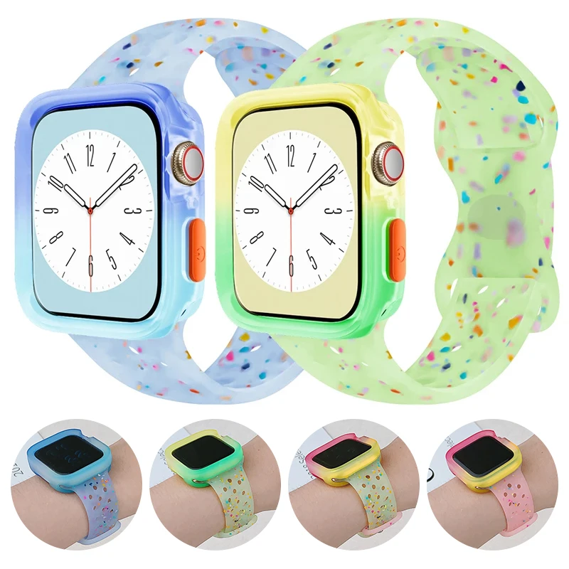 Gehäuse + Armband für Apple Watch Ultra 2 49 mm 44 mm 40 mm 45 mm 41 mm Silikonarmband Correa Cover für iWatch Serie 8 9 7 6 SE 5 4 Image