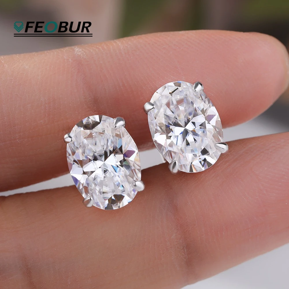 Orecchini a lobo da donna certificati con moissanite taglio ovale da 0,5-4 carati, in argento sterling 925, scintillanti, con diamanti da laboratorio, gioielli GRA