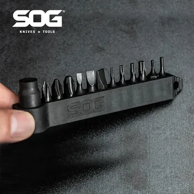 SOG 1/4" Driver Hex Bit Accessory Kit Fits any SOG Multi-Tools, with 12 Assorted Hex, Star, Phillips, & Flathead Bits (HXB-01)