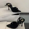 2025 Sommermode offene Zehen Damenschuhe sexy spitze Satin-Sandalen elegante Metallschnalle High Heels plus Größe 43