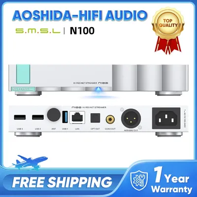SMSL N100 Hi-Res Net Sreamer Player Supports TIDAL Qobuz Airplay DLNA ROON Connection for MQA With WI-FI Streaming Music Player