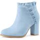 Perphy Women's Ruffle Block High Heels Ankle Boots Light Blue 4.5 UK/Label Size 6.5 US
