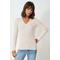 Crew Clothing Womens V-neck Cable Knit Jumper - White Cotton - Size 12 UK | Crew Clothing Sale | Discount Designer Brands