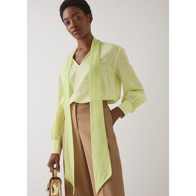 Maggie Green Jacquard Print Silk Blend Blouse, Lime