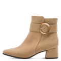 Stiefelette MARCO TOZZI, Damen, Gr. 40, beige, Textil, Veloursleder, elegant, Schuhe, Blockabsatz, Abendschuh, Festtagsschuh mit Zierschnalle