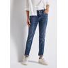 Regular-fit-Jeans STREET ONE "Style Jane", Damen, Gr. 28, Länge 30, blau (mid blau random washed), Denim/Jeans, Obermaterial: 82% Baumwolle, 15% Polyester, 3% Elasthan, unifarben, casual, regular fit knöchellang, Jeans, im Five-Pocket Style