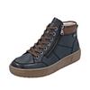 Plateausneaker REMONTE, Damen, Gr. 44, bunt (dunkelblau, braun), Leder, Lederimitat, unifarben mit Farbeinsatz, casual, Schuhe, Winterstiefelette, Casual Boots mit wasserabweisender TEX-Membran
