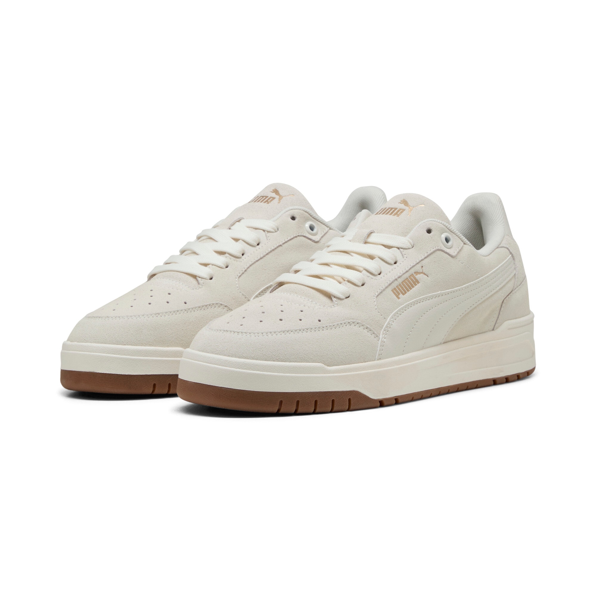 Sneaker PUMA "SHUFFLE DOWNTOWN SD", Damen, Gr. 39, warm weiß, vapor gray, puma gold, Leder, Schuhe Sneaker