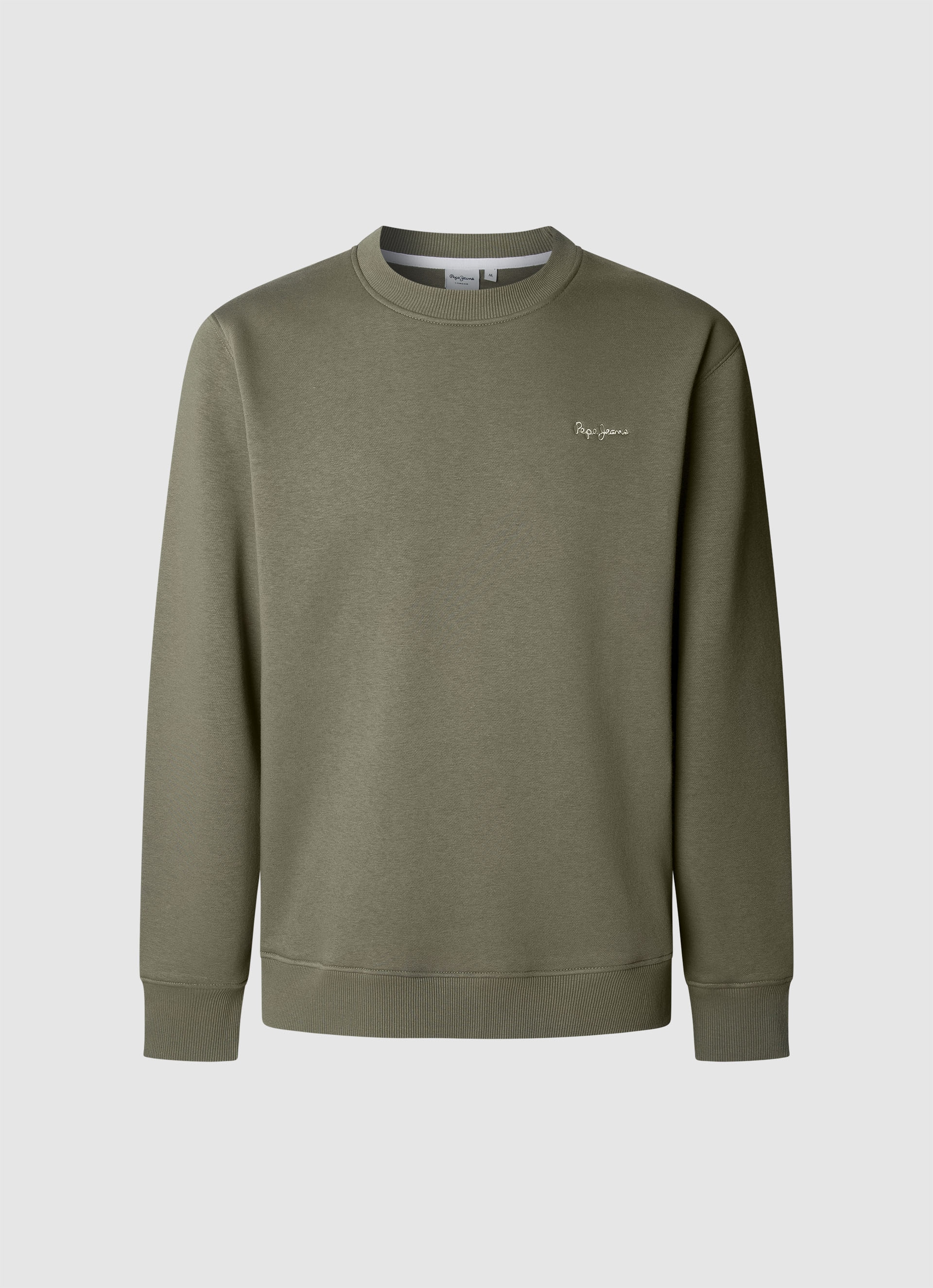 Sweatshirt PEPE JEANS "MACBETH SMALL LOGO PLAIN CREW", Herren, Gr. XL, military grün, Sweatware, Obermaterial: 70% Baumwolle, 30% Polyester, unifarben, regular fit normal, Rundhals, Rippbündchen, Sweatshirts, mit Rundhals, Label-Stitching Image