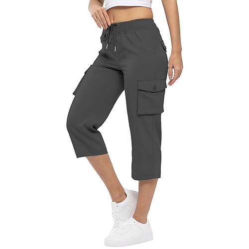 Per donna Pantaloni Cargo Pantaloni da escursionismo Estate Esterno Vestibilità regolare Traspirante Pantaloni Coulisse Tasca Nero Bianco Cotone Campeggio / Escursionismo Corsa S M L XL XXL