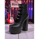 Women's Black Gothic Platform High Heel Boots - Punk Rock 1980s Retro Style with Multi-Strap Buckles, Chunky Block Heels for Concerts,Nightclubs, and Cosplay Events