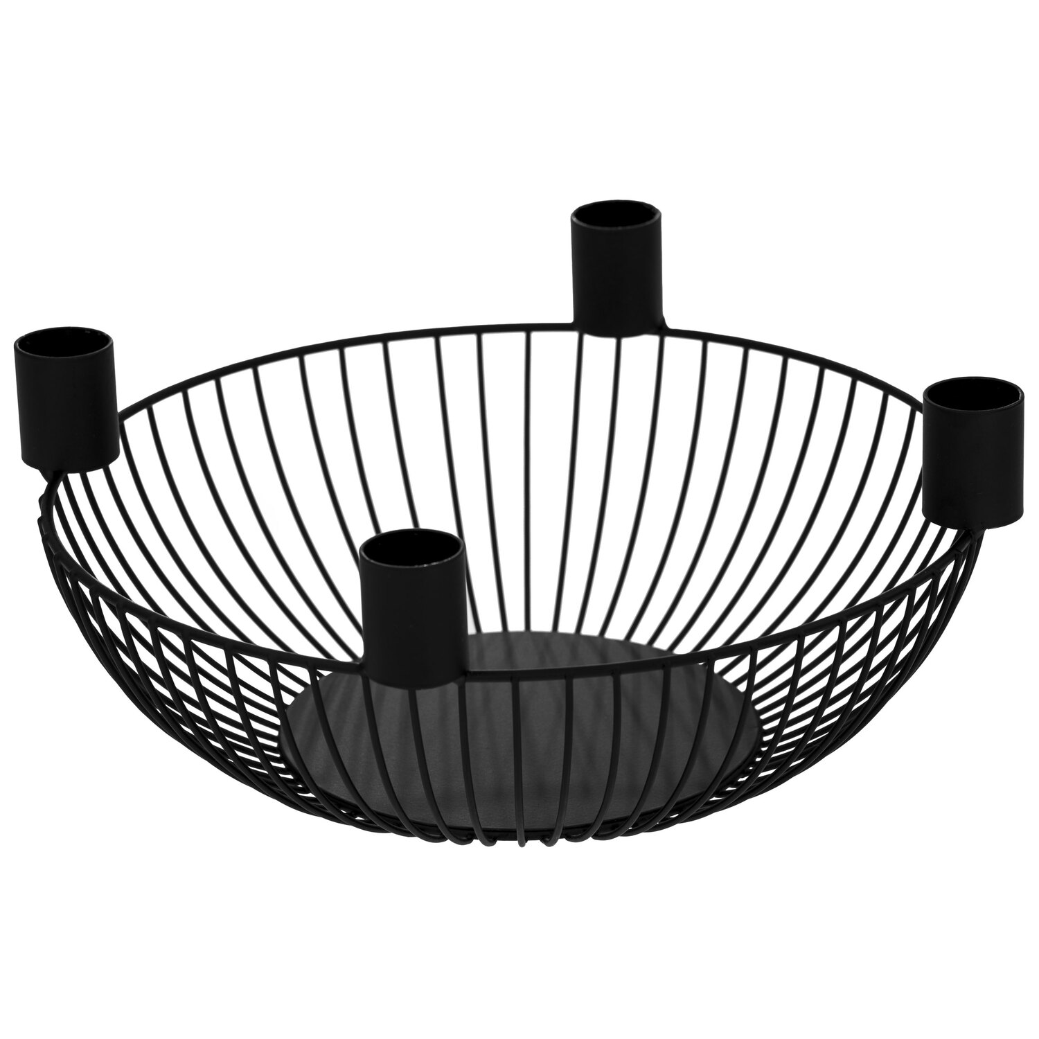 Corbeille en métal avec portes-bougies, 23 cm Ø