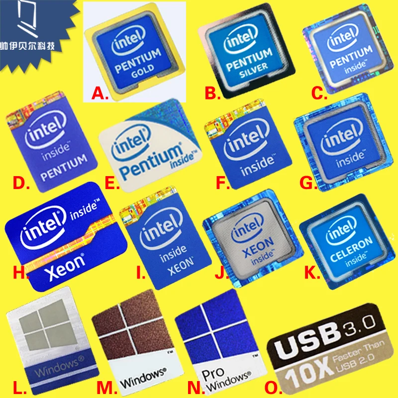 Autocollants décoratifs pour ordinateur, étiquette intérieure en or et argent, Pentium Xeon Celeron, DIY bricolage