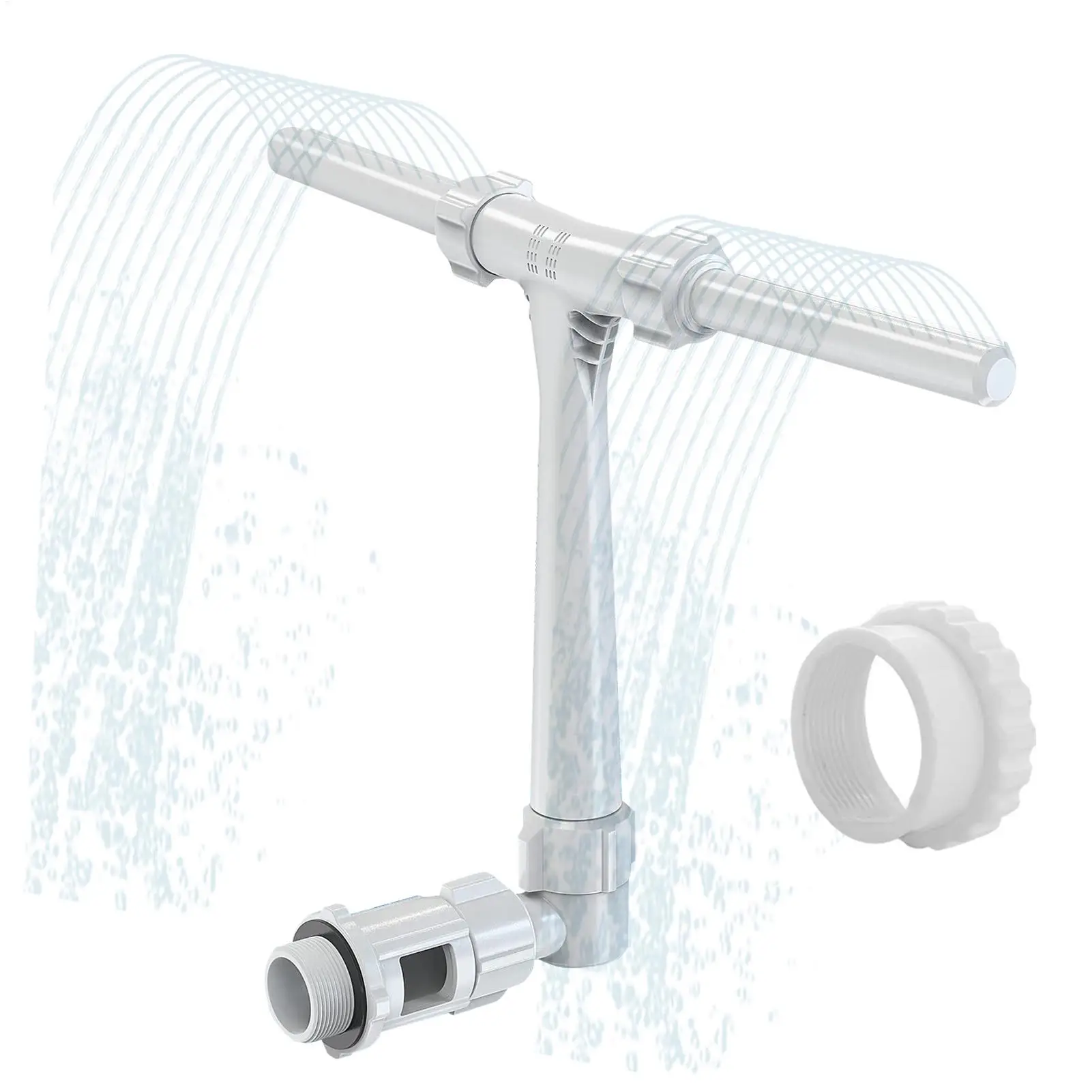 Fontaine de piscine doubles fontaines d'eau de pulvérisation pour piscines creusées hors sol, fontaine d'arrosage de piscine cascade réglable 2 en 1