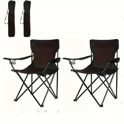 2pcs Lightweight Folding Beach Chairs - Portable Design, A Must-have for Camping, Fishing and Outdoor Activities