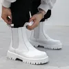 Italienische Designer Herrenmode Punk Nachtclub Kleid Chelsea Stiefel schwarz weiße Schuhe hübsche Cowboy Plateaustiefel High Top Botas