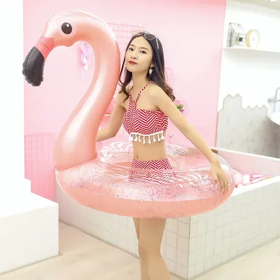 Rooxin Flamingo Swim Ring Tube Swim Circle Inflatable Float For Child Adult Swimming Ring Swim Pool Float Water Play Swim Tube