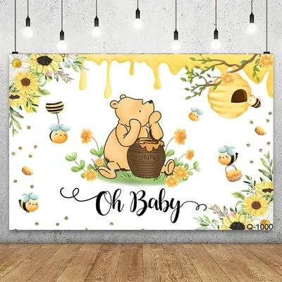 Disney Cartoon Winnie The Pooh Photography Backdrops Boys Baby Shower Birthday Party Background Photo Studio Customized Banner