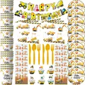 Macchine da costruzione per compleanno Decorazioni per feste Veicoli da cantiere a tema Sfondo Piatti per palloncini Kit per bambini Camion Banner Trattore Ragazzo