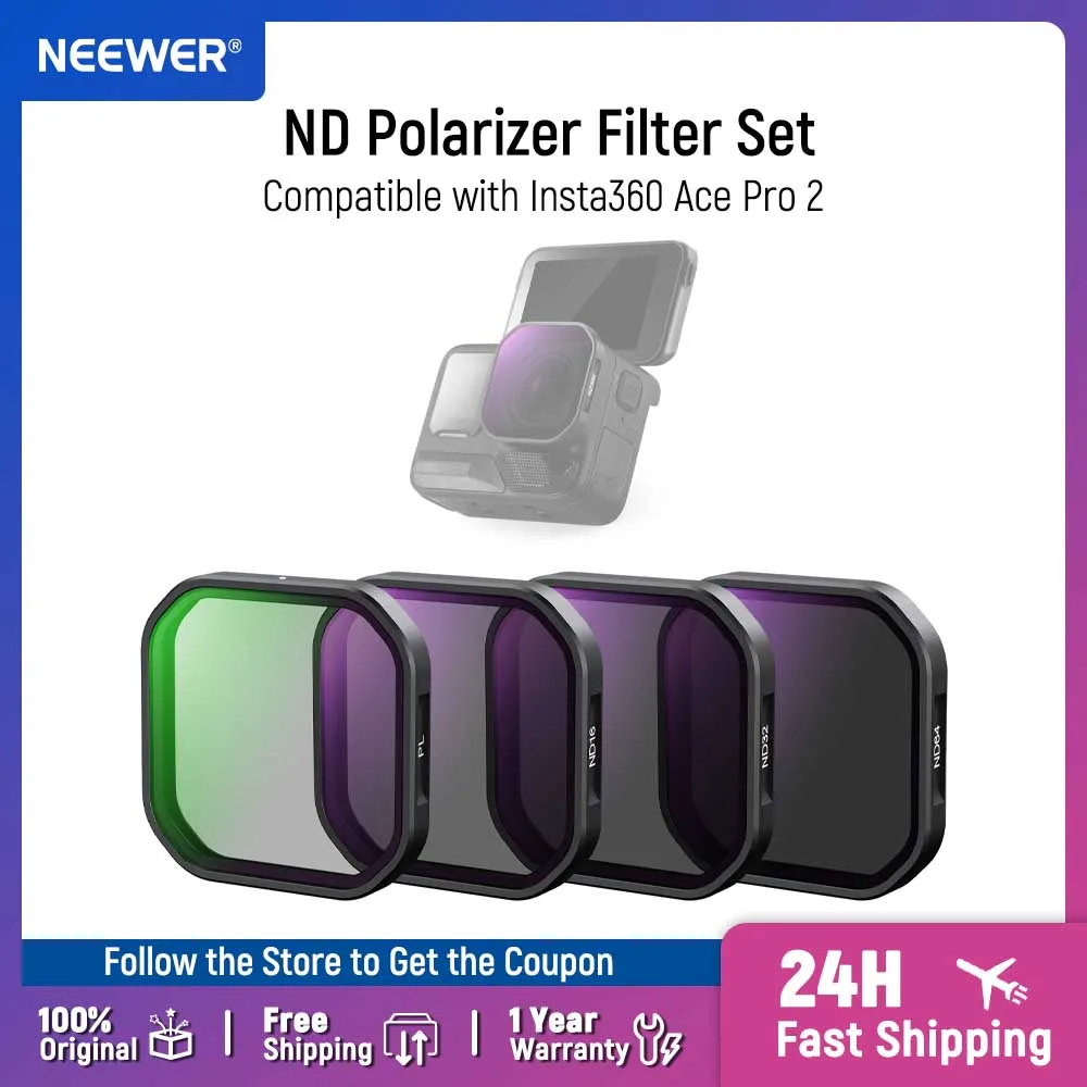 NEEWER ND Polarisationsfilter-Set, kompatibel mit Insta360 Ace Pro 2, PL/ND8/ND16/ND32 Neutral Density und Polarisator Polarisation Image