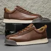 Retro-Mode, braune Herren-niedrige Turnschuhe, große Größe 45, atmungsaktive flache Schuhe, Turnschuhe, Herren, Schnür-Casual-Turnschuhe, Zapatillas Hombre