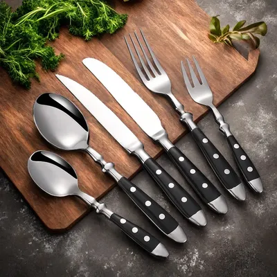 Classic Elegant Stainless Steel Cutlery Set Fork Spoon Knife Full Dinning Fork Steak Knife Teaspoon Creative Dinnerware Set
