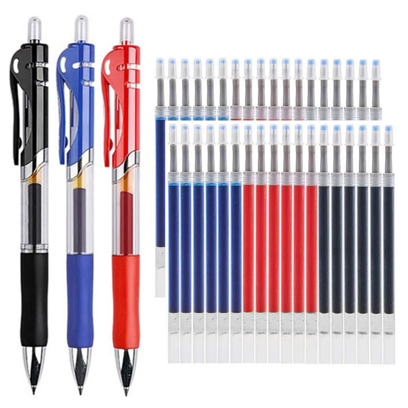 10/30PCS Gel Stifte Minen Set Kawaii Briefpapier Schreibstift Schwarz/Rot/Blau Tinte 0,5mm Kugelschreiber Für Büro & Schule Liefert Image