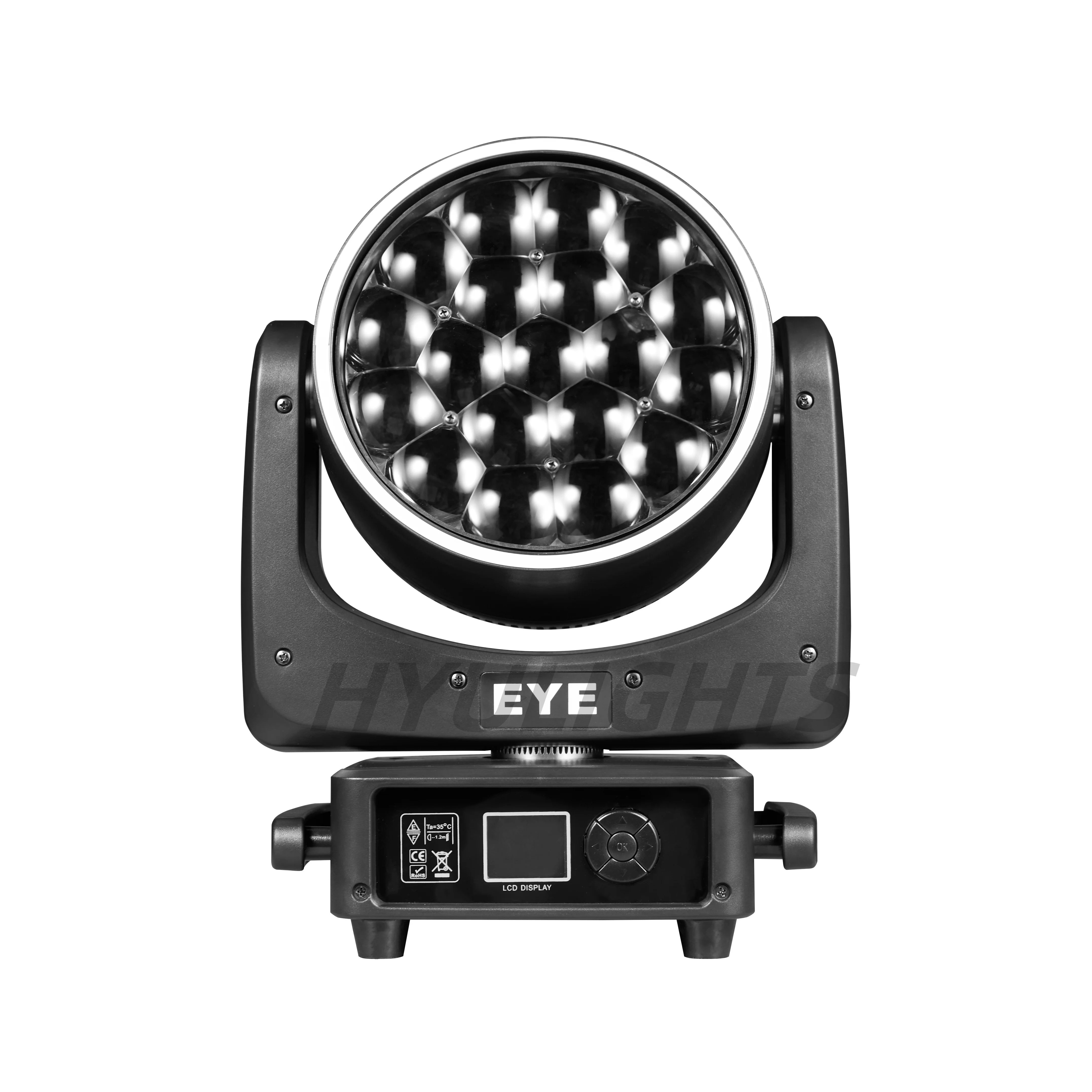 19x25W Bee Eye Beam Wash Halo-Effekt LED Moving Head RGBW 4IN1 Wabenlinse Rotierende 106CH DMX Automatische Kühlung für Bühnenshow Image