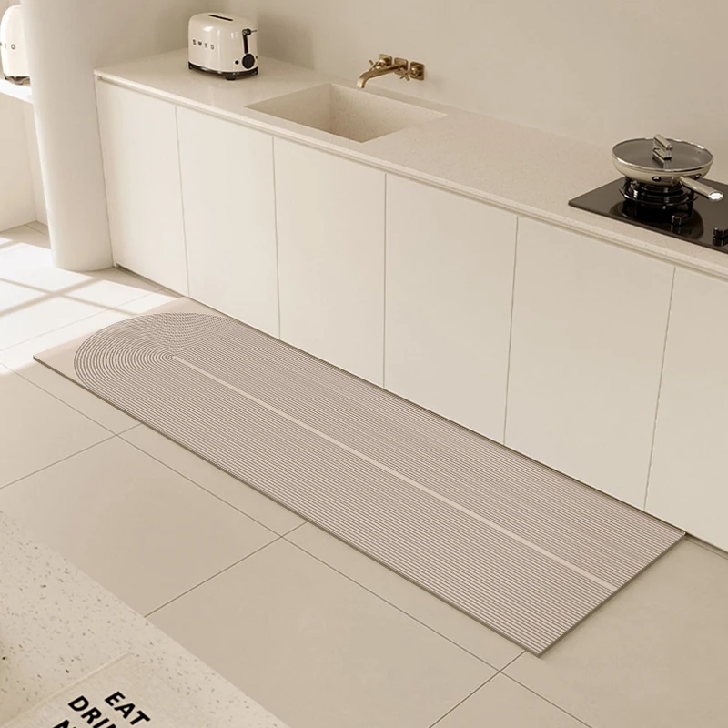 VIKAMA Geometrische Küchenbodenmatte im koreanischen Stil, wasserabsorbierender und ölabsorbierender Kieselalgenschlammteppich, Heim-Badezimmer-Türteppich Image