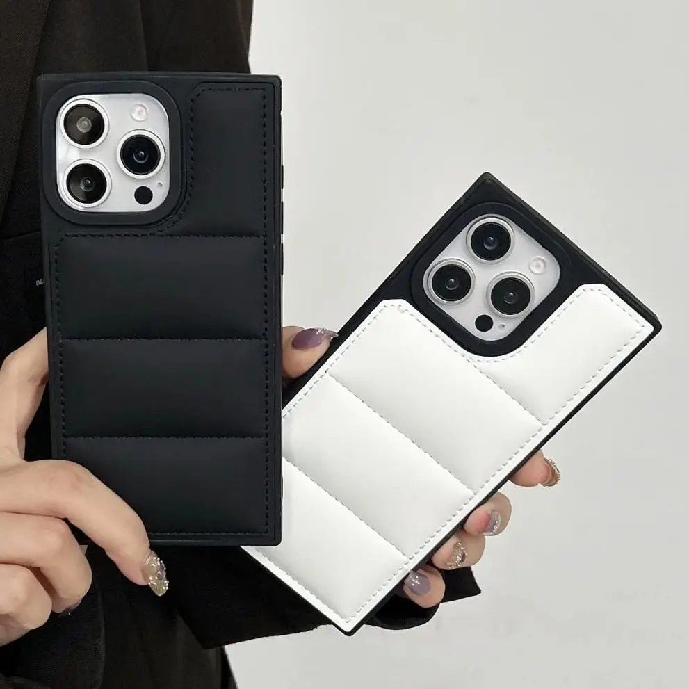 Mode Winter Daunenjacke The Puffer Handyhülle für iPhone 16 15 14 13 Pro Max Weicher Stoff Silikon Stoßfeste Stoßstange Fundas Image