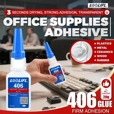 0.7oz New Upgrade 406 Super Glue, Instant Adhesive, Instant Glue, Quick Drying Cyanoacrylate Glue for Leather Rubber Plastic Wood Metal Ceramics Powerful Bonding Liquid Glue Tool, Free Precision