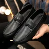 HKDQ Klassische schwarze Herren-Leder-Loafer, große Größe 46, Slip-on-Schuhe, Herren-Büroschuhe, bequeme, weiche, flache Freizeitschuhe für Herren