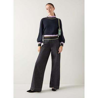 Alina Midnight Stripe Cotton Rib Detail Sweater, Multi