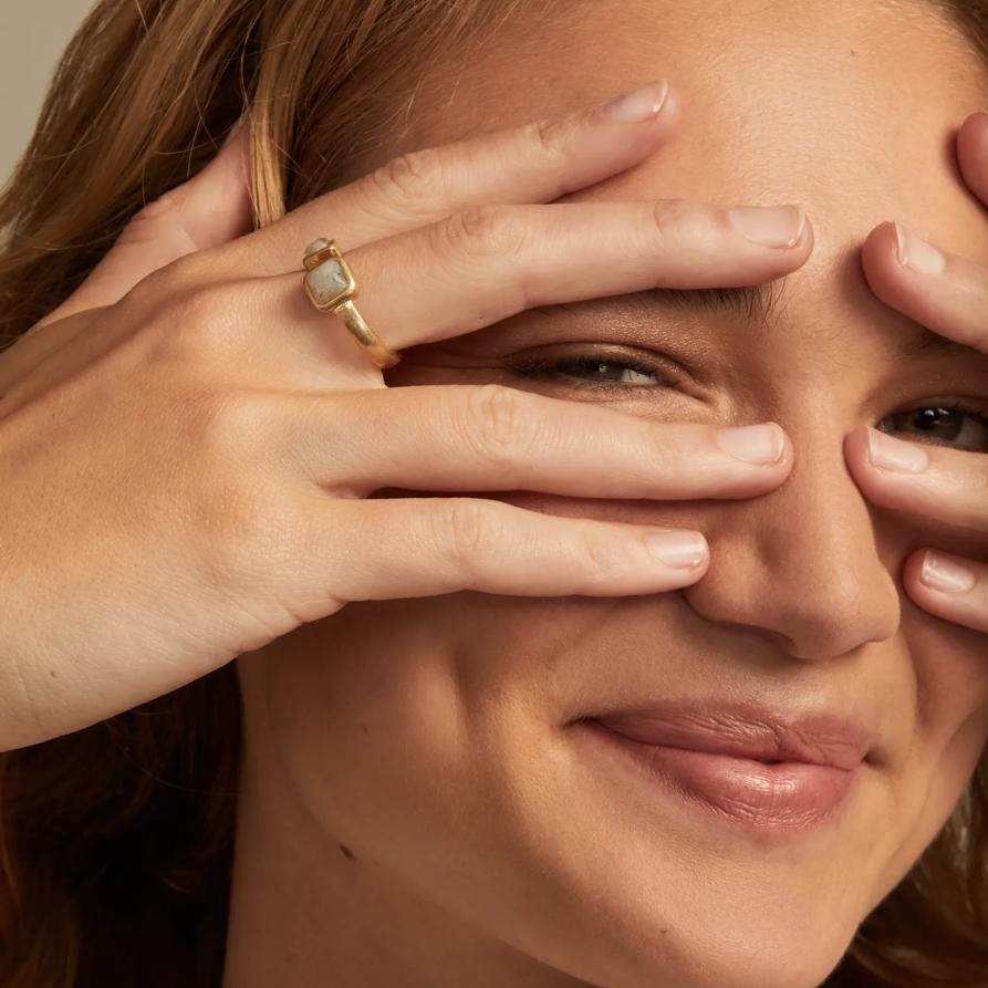 Lucky Brand Open Stone Ring in Gold, Size 9