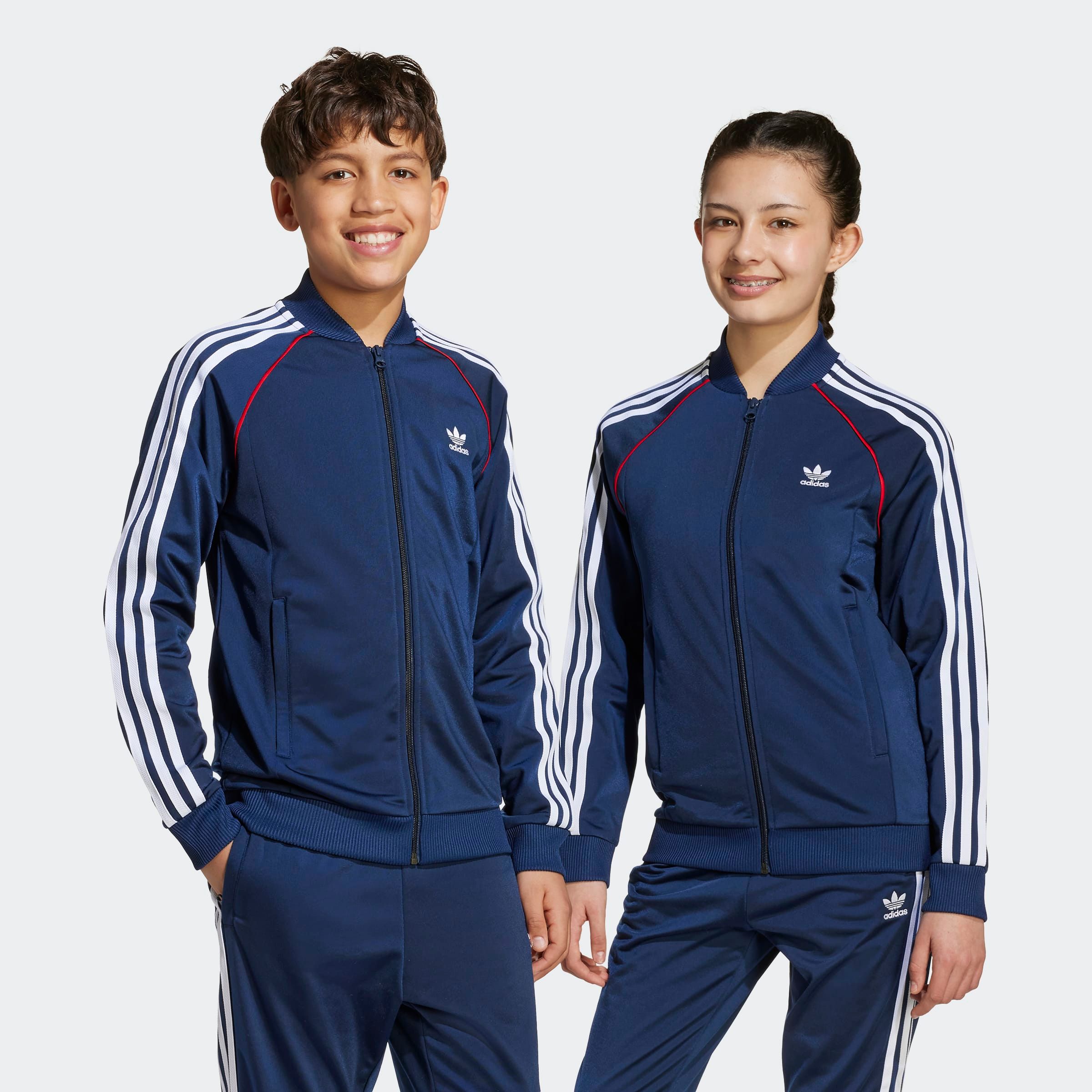 Trainingsjacke ADIDAS ORIGINALS "SST TRACK TOP", Kinder, Gr. 146, weiß (night indigo, weiß, better scarlet), Obermaterial: 100% Polyester, Jacken, Superstar Image