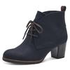 Schnürstiefelette MARCO TOZZI, Damen, Gr. 42, blau (dunkelblau kombiniert), Textil, Lederimitat, unifarben, Veloursleder, klassisch, Schuhe, Blockabsatz, Ankleboots, Schnürboots mit Ziernähten