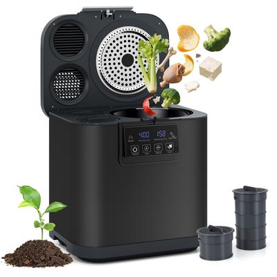 Black Metal Electric Composter with Activated Carbon Filters Self Cleaning and Adjustable Timer - 13.2" x 10.2" x 13.3"