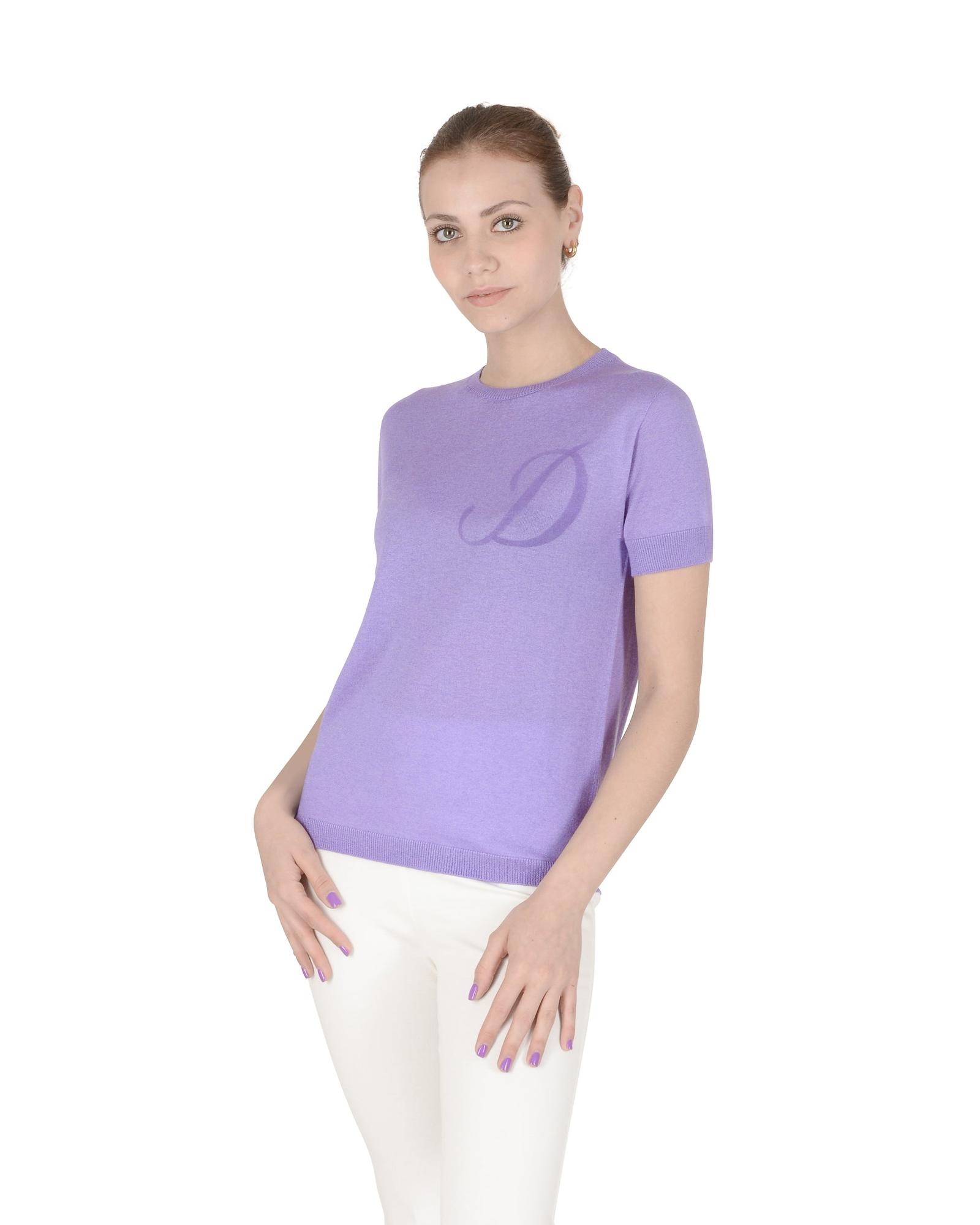 Letter Crew Neck Kaschmir-Seide Pullover Image