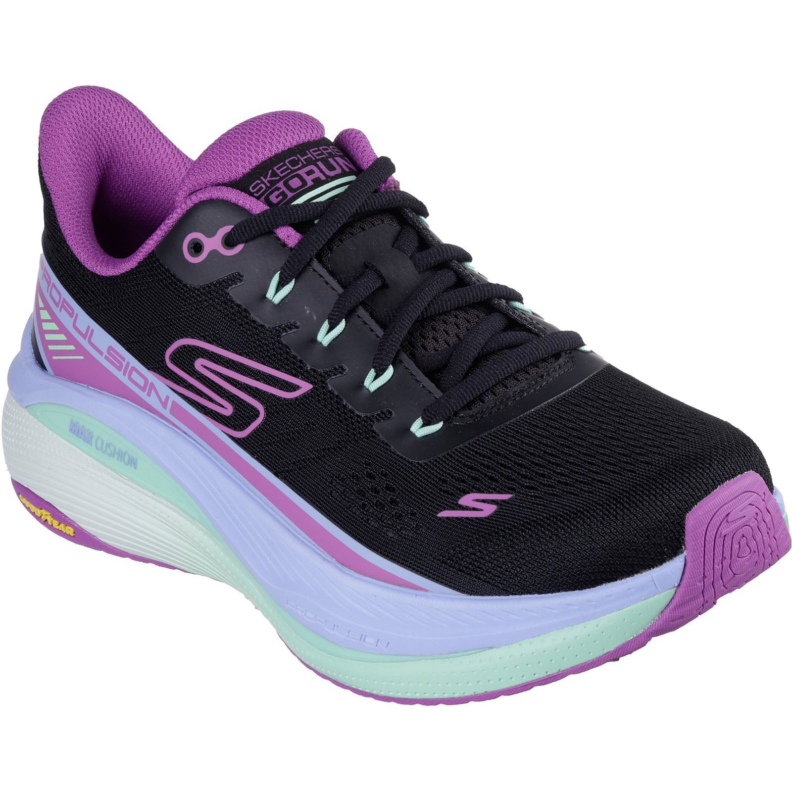 Skechers Performance Max Cushioning Propulsion Damen Sneaker Schwarz/Lila