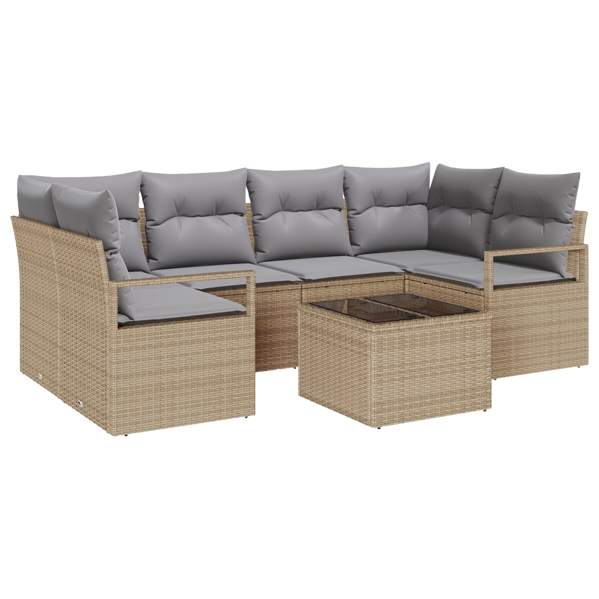 vidaXL 7-teiliges Garten Sofa Set mit Kissen Beige Poly Rattan Image